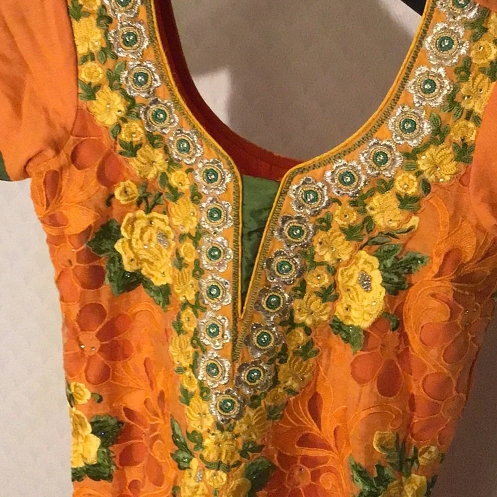 Ethnic Kurta raw silk embroidered beautiful tunic dress top - Picture 2 of 5